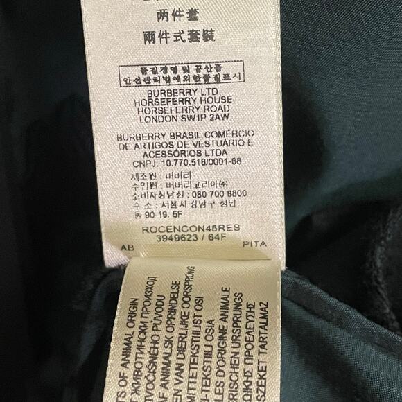 Burberry London Dark Green Black Textured Floral Print Button Up Top Womens US 8 - Picture 10 of 10